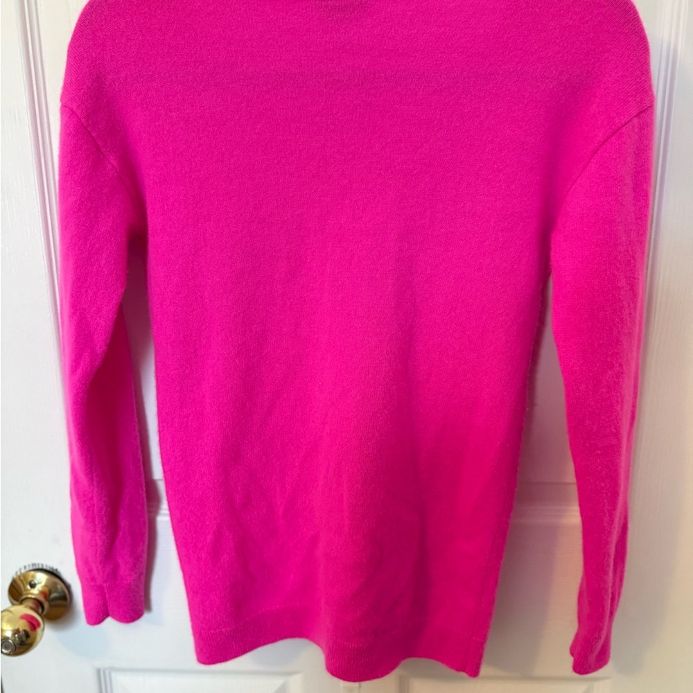 Talbots Vibrant Pink Cashmere V-Neck Sweater - Picture 3 of 4